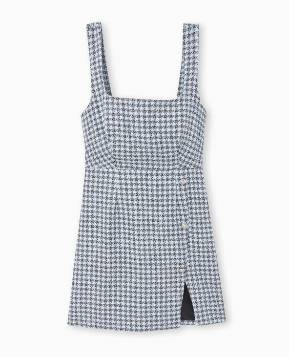 Robe courte à bretelles en tweed bleu clair - Pimkie