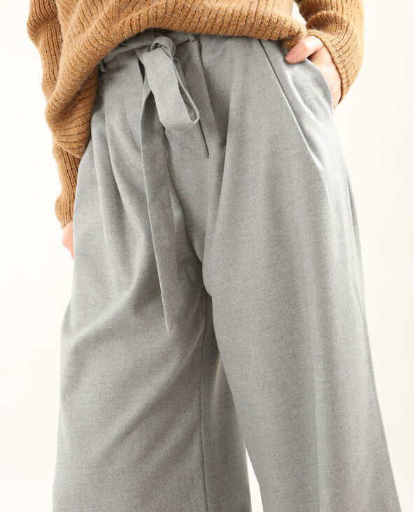 Pantalon large gris chiné - Pimkie