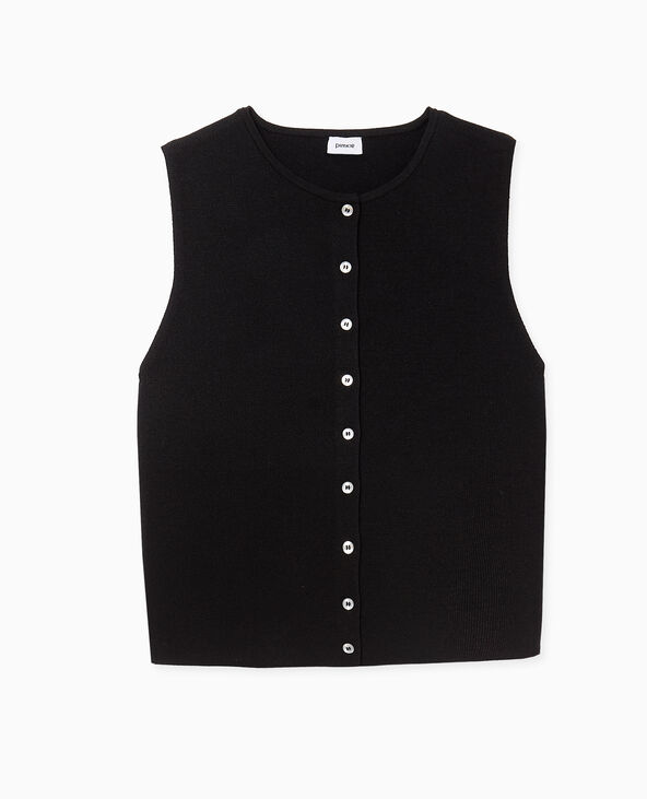 Top boutonné en maille fine noir - Pimkie