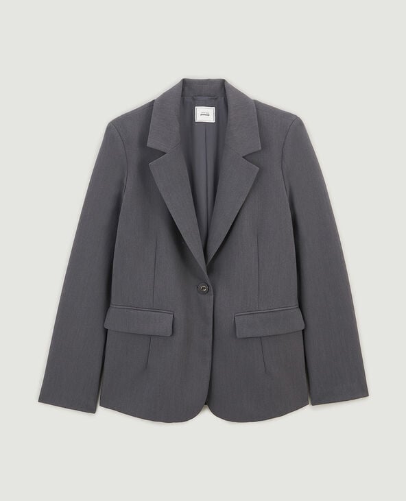 Veste blazer droite avec poches gris foncé - Pimkie