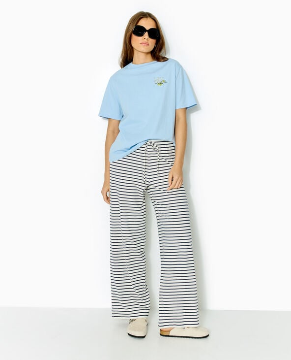 T-shirt oversize avec print poitrine et dos bleu - Pimkie