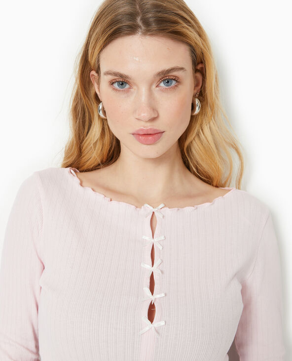 Top manches longues avec nœuds rose clair - Pimkie