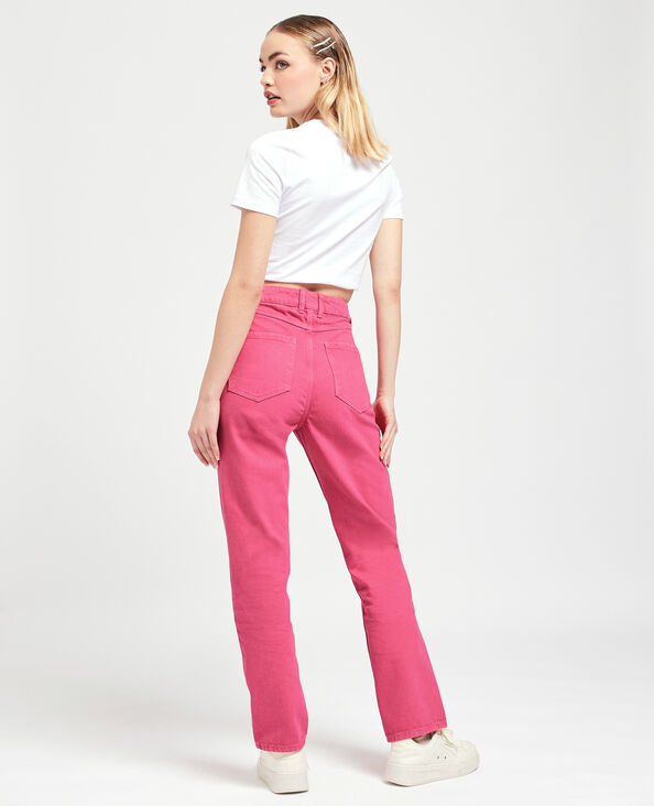 Jean droit taille haute rose fuchsia - Pimkie