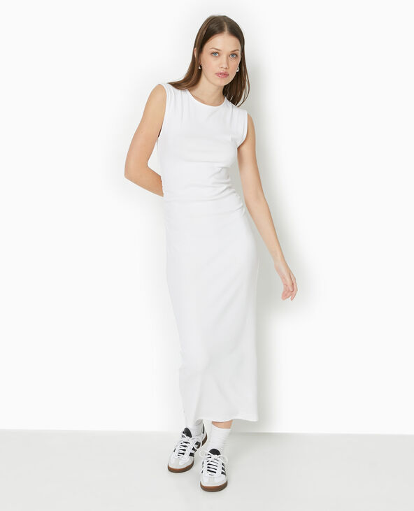 Robe longue sans manches avec fronces côtés blanc - Pimkie