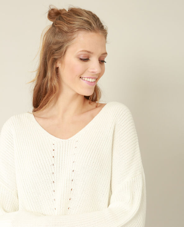 Pull à col V écru - Pimkie