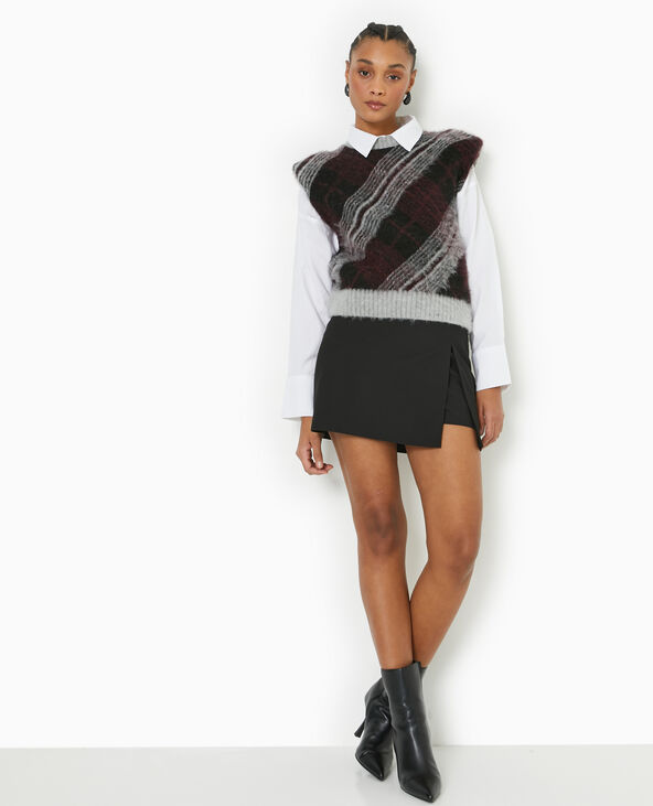 Pull sans manches avec épaulettes motif carreaux rouge - Pimkie