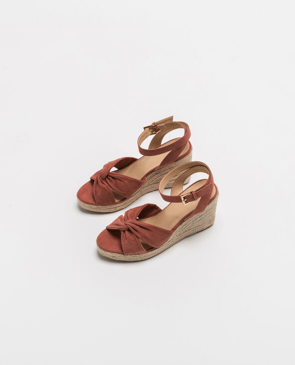 Sandales compensées en paille vieux rose - Pimkie