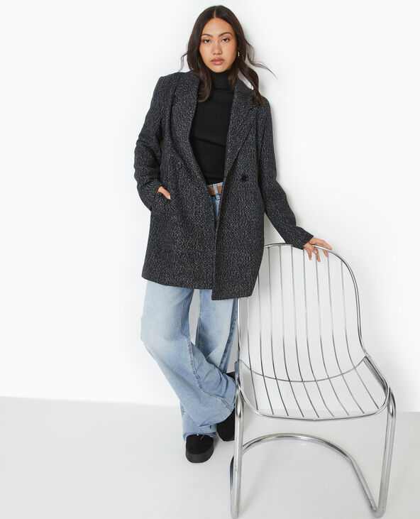 Manteau mi-long avec laine gris foncé - Pimkie