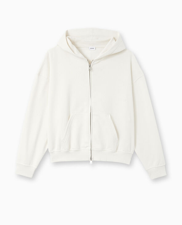 Sweat zippé avec capuche blanc - Pimkie