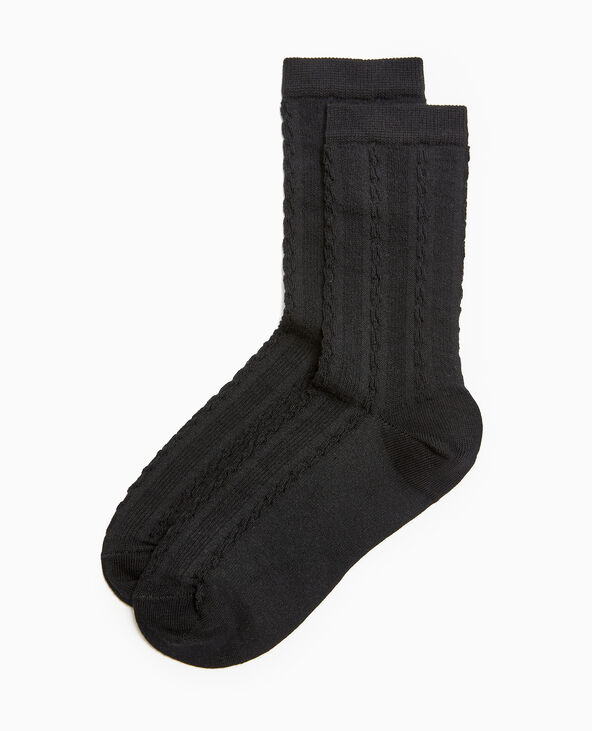 Chaussettes en maille fantaisie noir - Pimkie