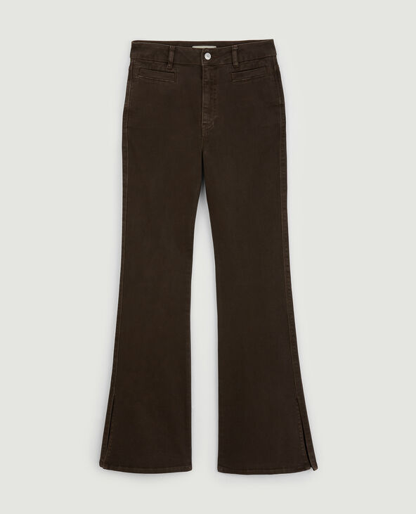 Jean flare avec fentes côtés marron - Pimkie