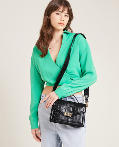 Sac boxy effet croco noir - Pimkie