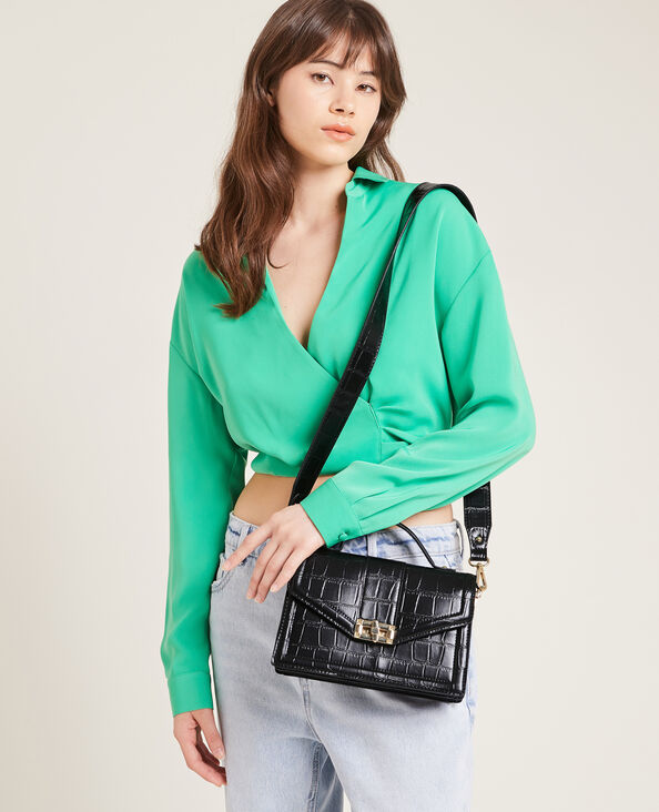 Sac boxy effet croco noir - Pimkie