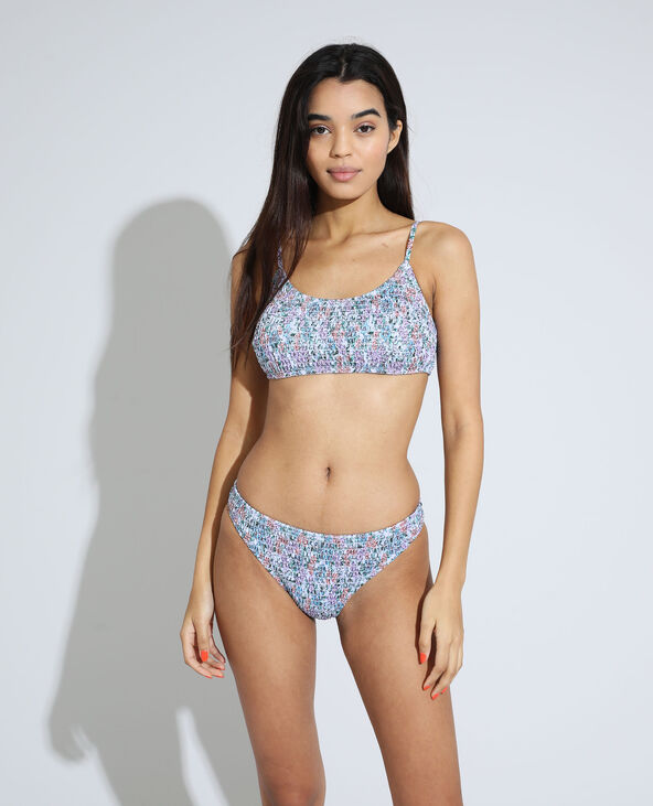 Haut de maillot de bain brassière smocké à fleurs bleu - Pimkie