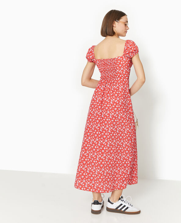 Robe longue forme empire motif fleurs rouge - Pimkie