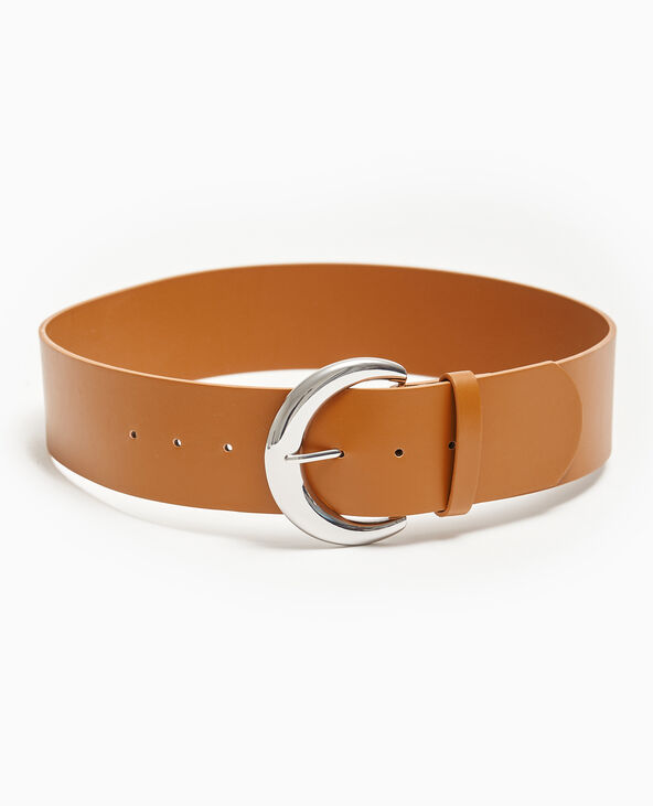 Ceinture large avec grosse boucle camel - Pimkie