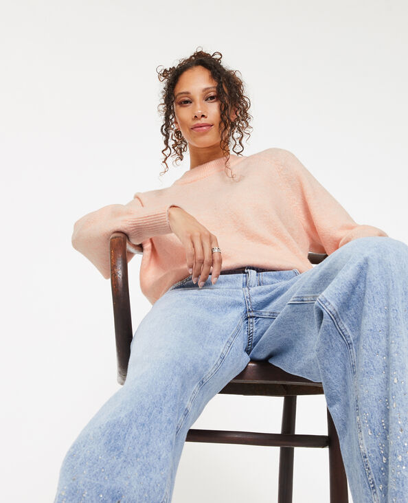 Pull col rond avec laine rose clair - Pimkie