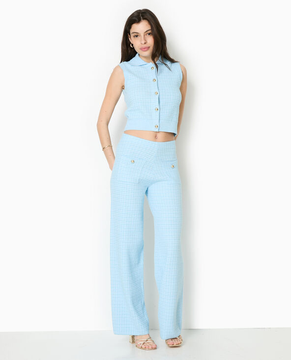Pantalon en maille à carreaux bleu - Pimkie