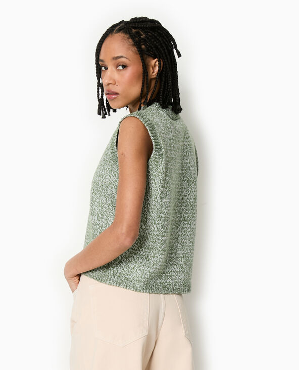 Gilet sans manches en maille moulinée vert kaki - Pimkie