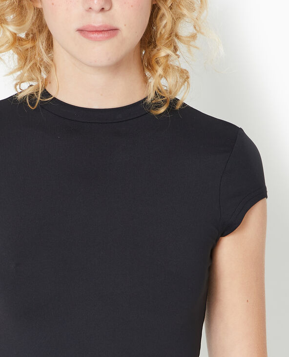T-shirt ajusté en maille extensible noir - Pimkie