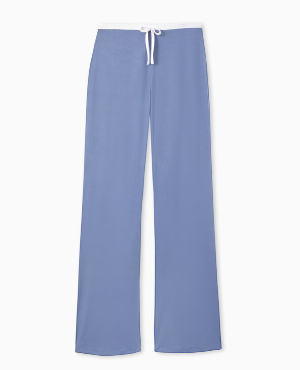 Pantalon large en maille extensible bleu - Pimkie