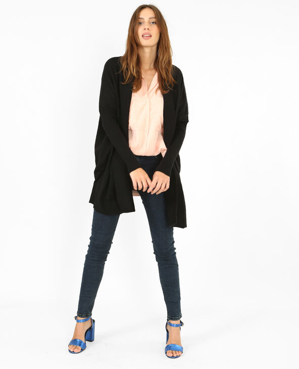 Gilet long à côtes noir - Pimkie
