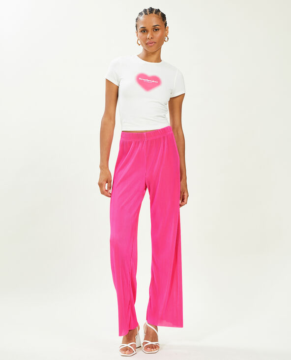 Pantalon large maille plissee