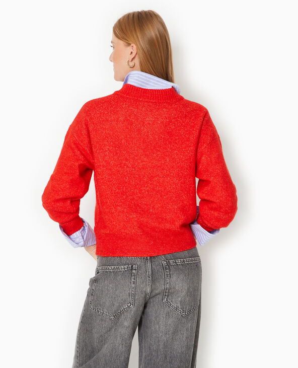 Pull col V en maille rouge - Pimkie