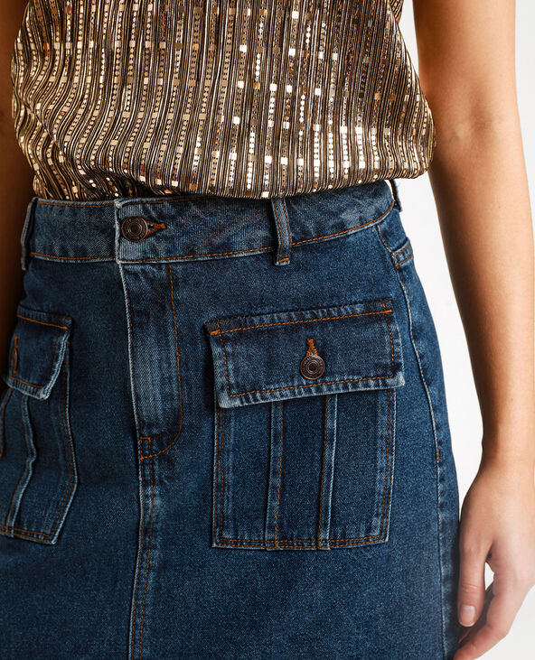 Jupe courte en jean bleu marine - Pimkie
