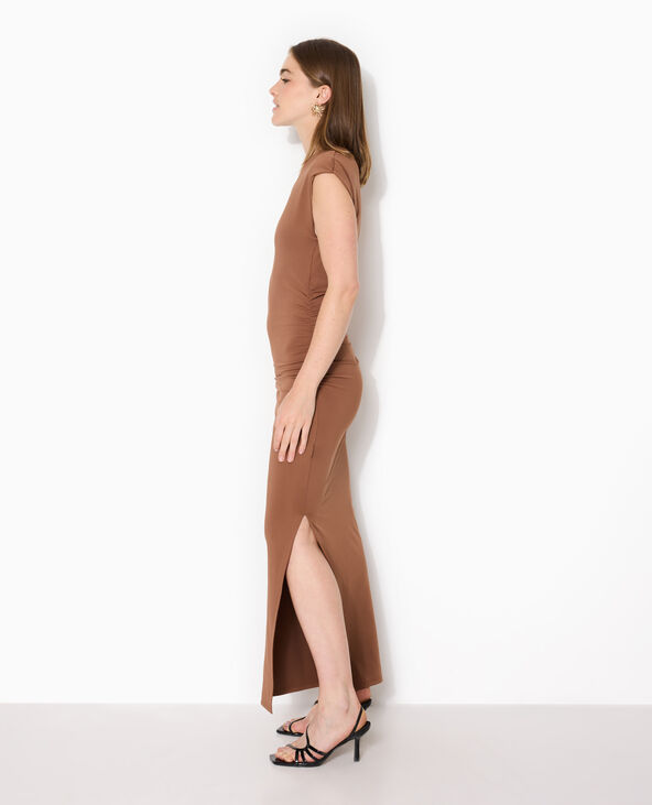 Robe longue sans manches avec fronces marron - Pimkie