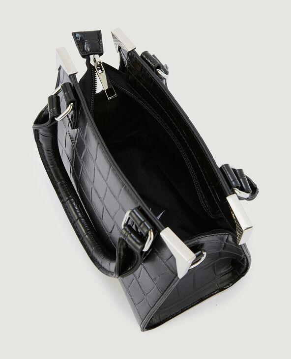 Sac boxy effet croco noir - Pimkie
