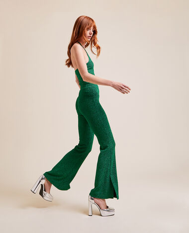 Pantalon flare maille lurex vert - Pimkie
