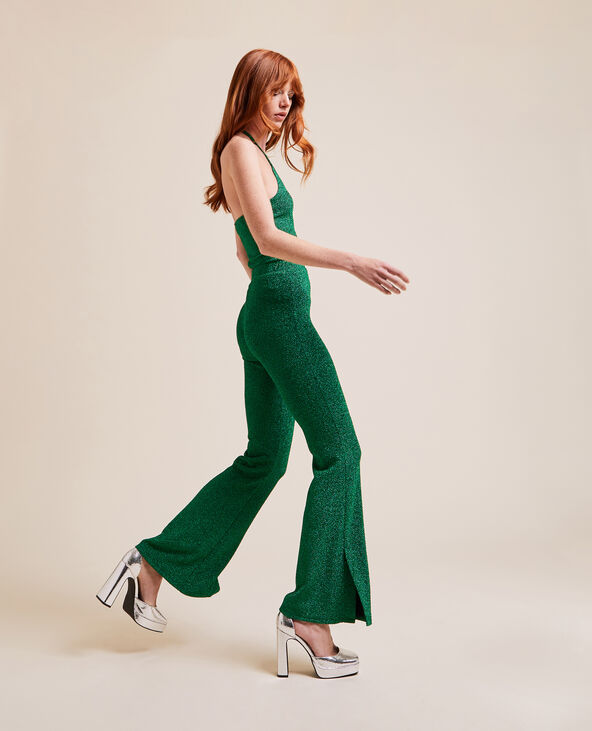 Pantalon flare maille lurex vert - Pimkie