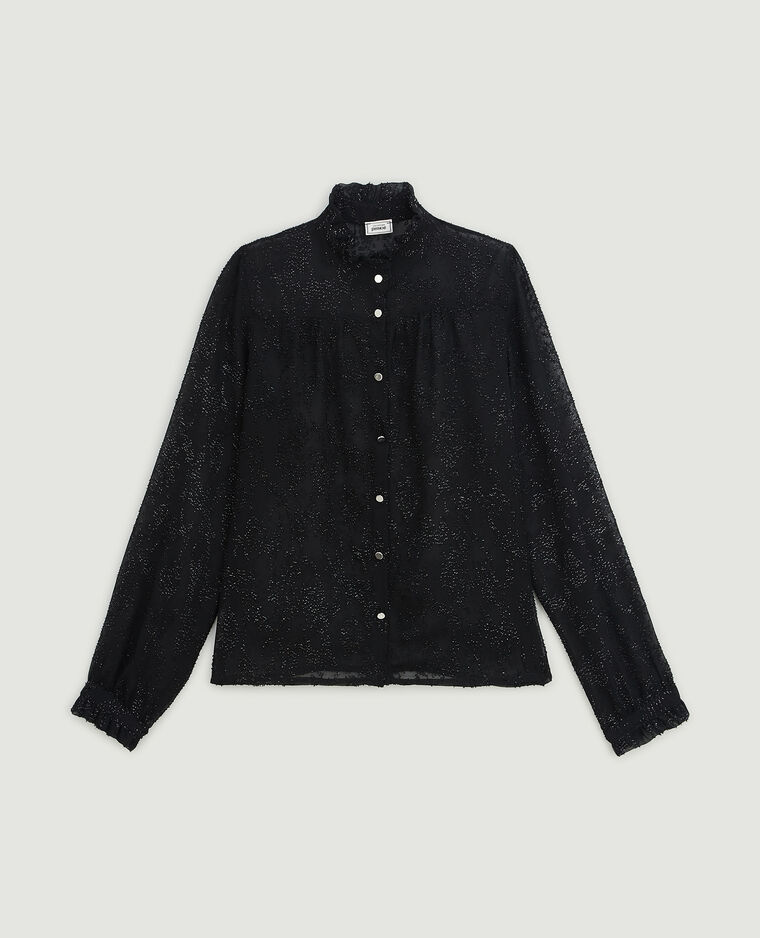 Chemisier transparent petits volants noir - Pimkie