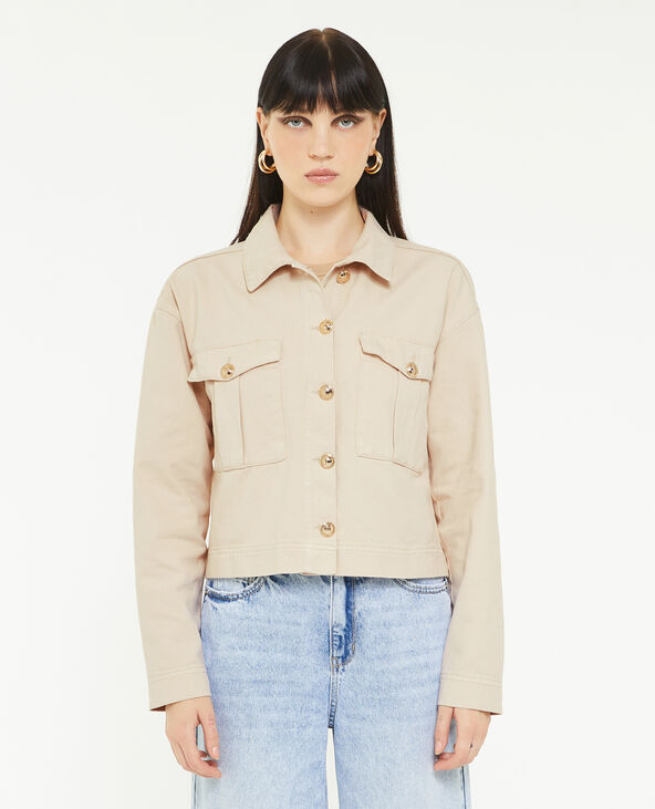 Veste courte avec boutons métalliques beige - Pimkie