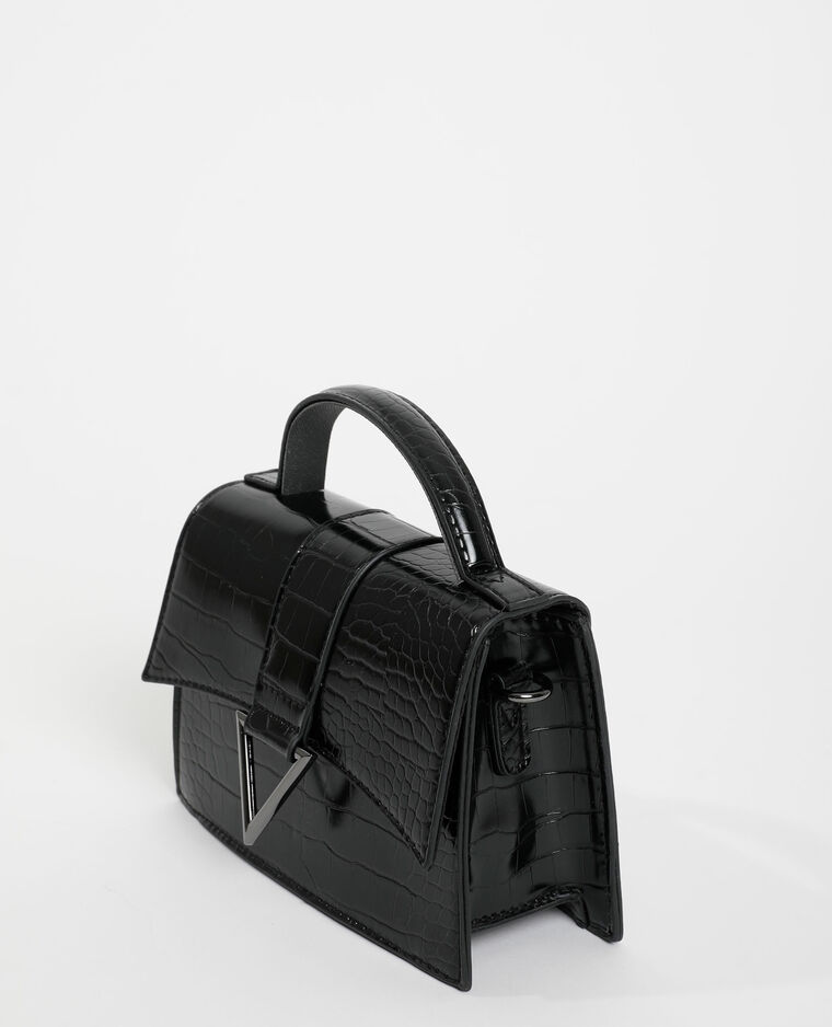 Sac boxy effet croco noir - Pimkie
