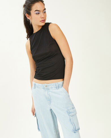 Top micro-mesh avec fronces noir - Pimkie