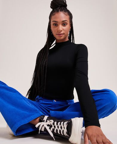 Top manches longues col montant noir - Pimkie