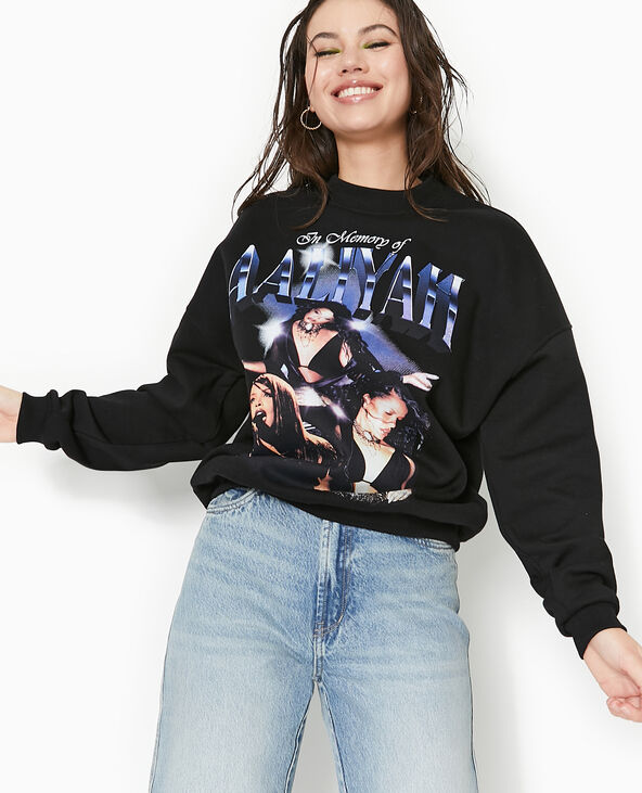 Sweat col rond AALIYAH noir - Pimkie