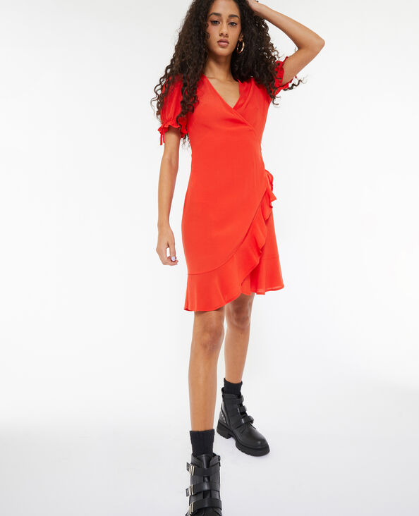 Robe courte cache-cœur rouge - Pimkie