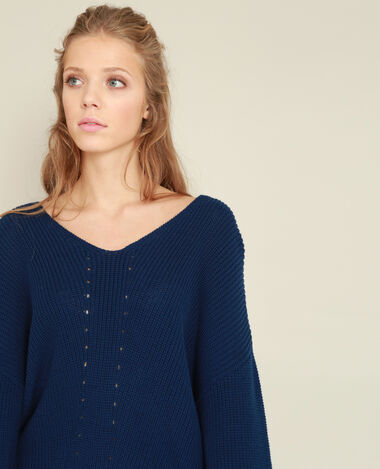 Pull à col V bleu marine - Pimkie
