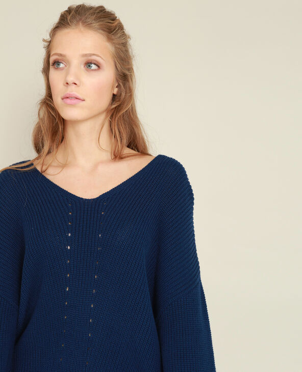 Pull à col V bleu marine - Pimkie