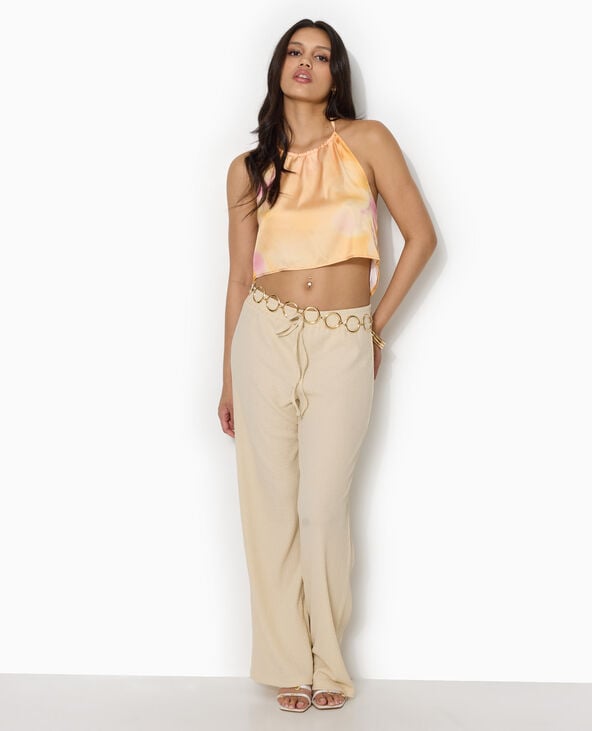 Pantalon large en tissu reliefé blanc - Pimkie