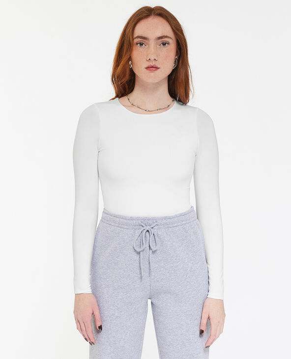 Body manches longues en matière gainante blanc - Pimkie