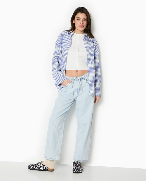 Jean baggy taille basse avec ceinture à nouer bleu clair - Pimkie