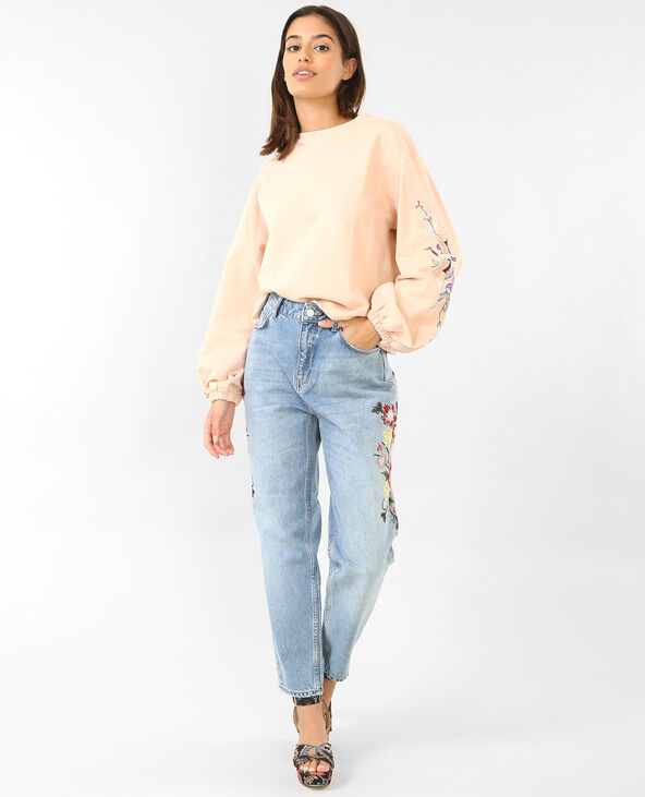 Sweat à broderies rose clair - Pimkie