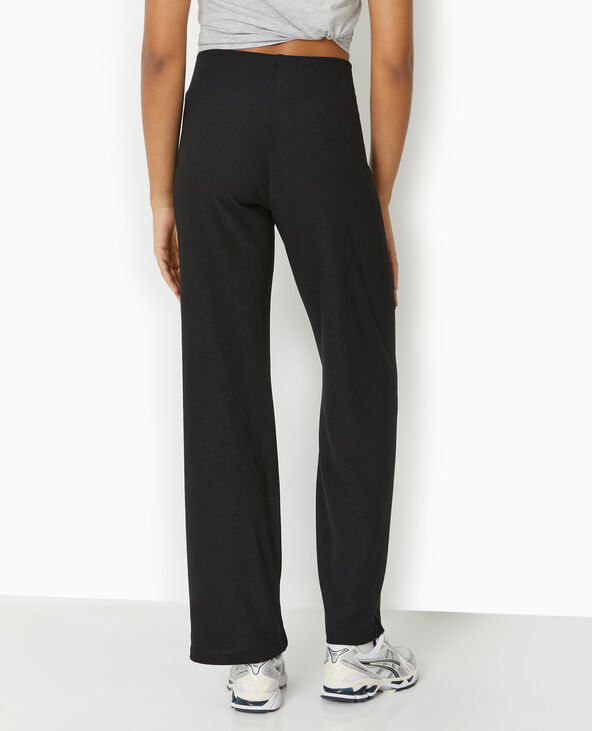 Pantalon large et fluide en tissu effet froissé noir - Pimkie