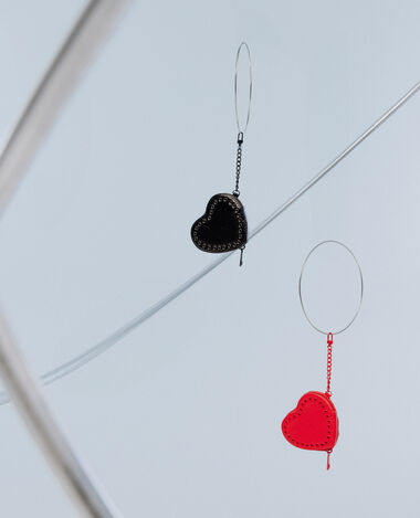 Porte-monnaie cœur effet cuir et studs rouge - Pimkie