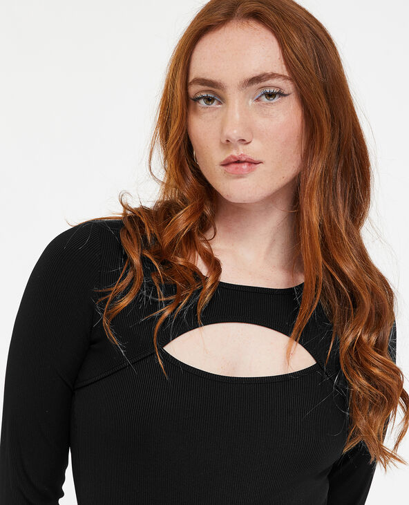 Body avec manches longues et cut out noir - Pimkie