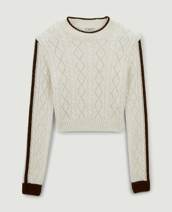 Pull maille fantaisie et ajourée blanc - Pimkie